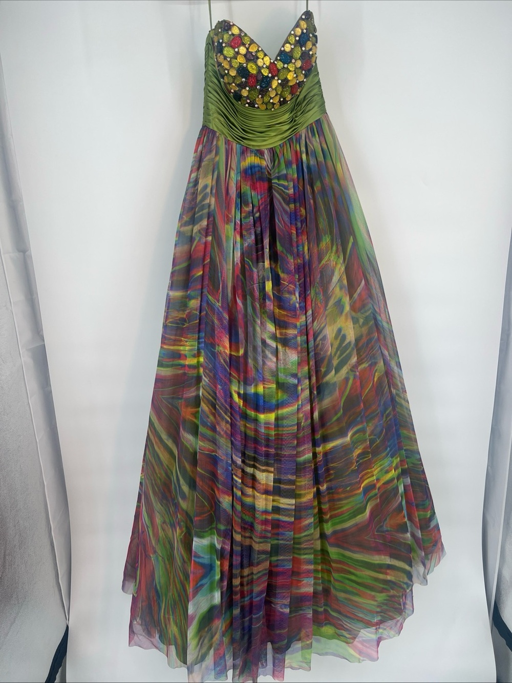 Jovani Strapless Bodice Multi Prom Birthday sparkle jewels rare rave dress - Picture 3 of 13
